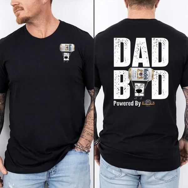 Two-sided Dad Bob Powered By Modelo T-shirt, Father's Day Gifts, Doodlebob Papa Tee, Funny Summer Graphic Tee, Trendy Outdoors Beer Lover Sweatshirt, Unisex Hoodie