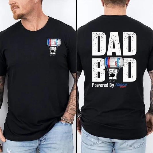 Two-sided Dad Bob Powered By Natural Light T-shirt, Father's Day Gifts, Doodlebob Papa Tee, Funny Summer Graphic Tee, Trendy Outdoors Beer Lover Sweatshirt, Unisex Hoodie