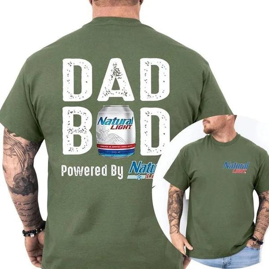 Two-sided Dad Bob Powered By Natural Light T-shirt, Father's Day Gifts, Papa Tee, Funny Summer Graphic Tee, Trendy Outdoors Beer Lover Sweatshirt, Unisex Hoodie