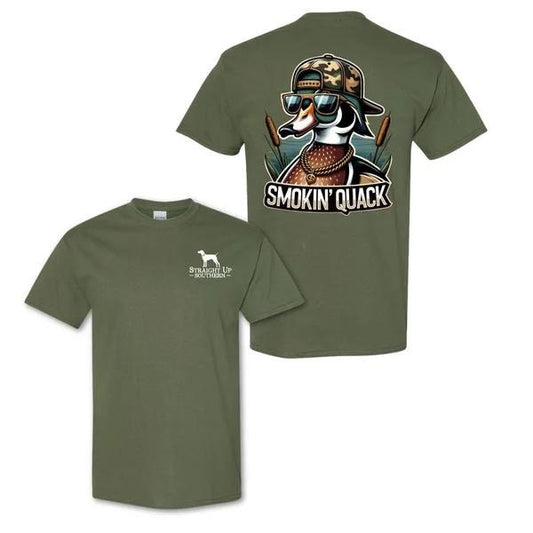 Two-sided Fun Smokin' Quack, Playful Duck In Sunglasses, Country Style Tee, Funny Summer Graphic Tee, Trendy Outdoors Duck Lover Sweatshirt, Unisex Hoodie