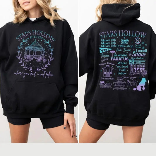 Two-sided Gilmore Girls Shirt Hoodie, 2 Side Graphic Unisex T-Shirt for Man for women Menswear Alternative Hoodie Tops