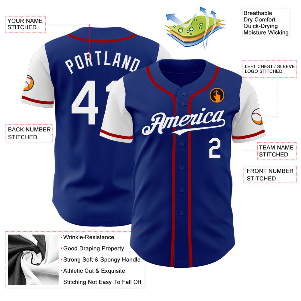 Custom Royal White-Red Authentic Two Tone Baseball Jersey
