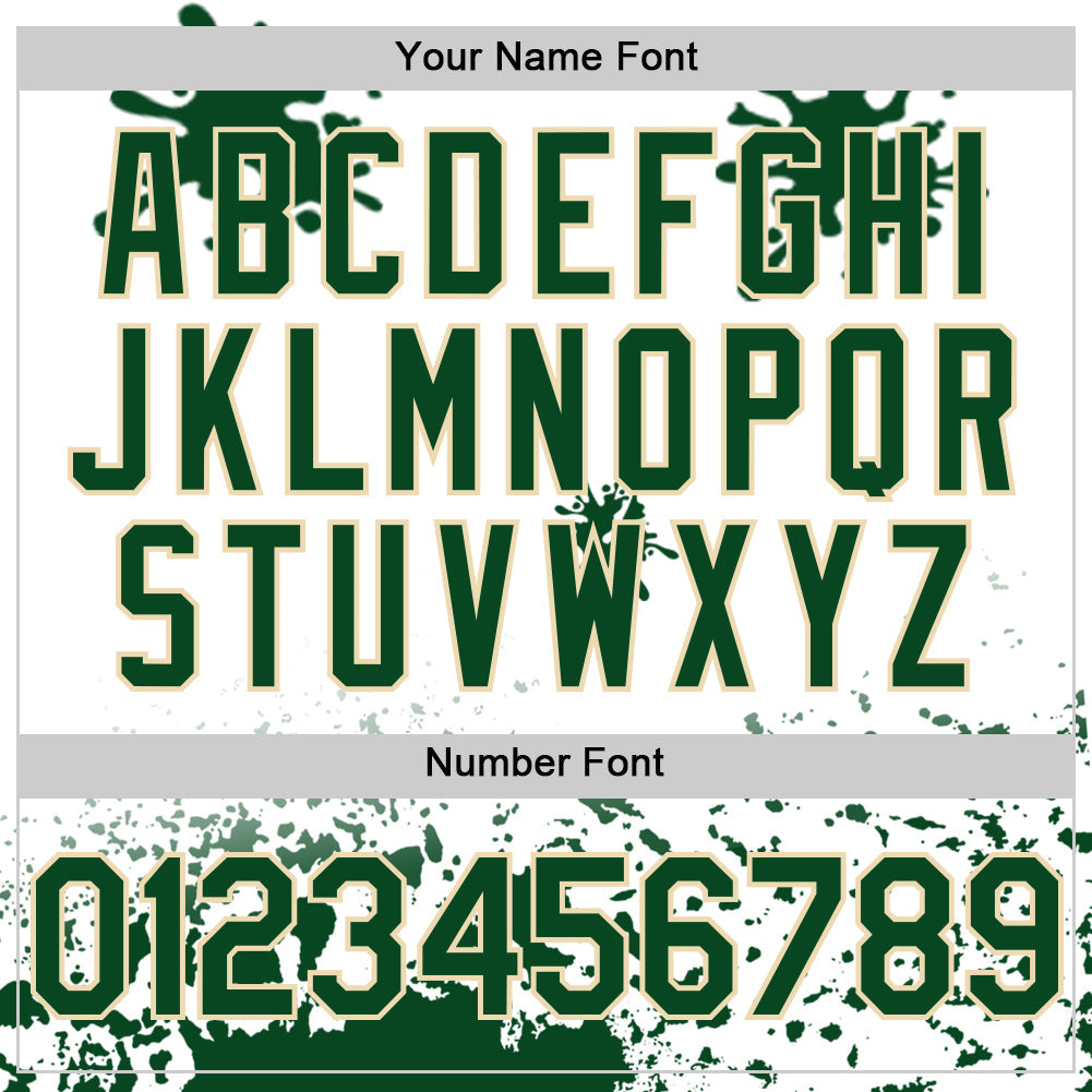 Custom White Green Cream-Yellow Splatter Camo Two Tone Authentic Baseball Jersey