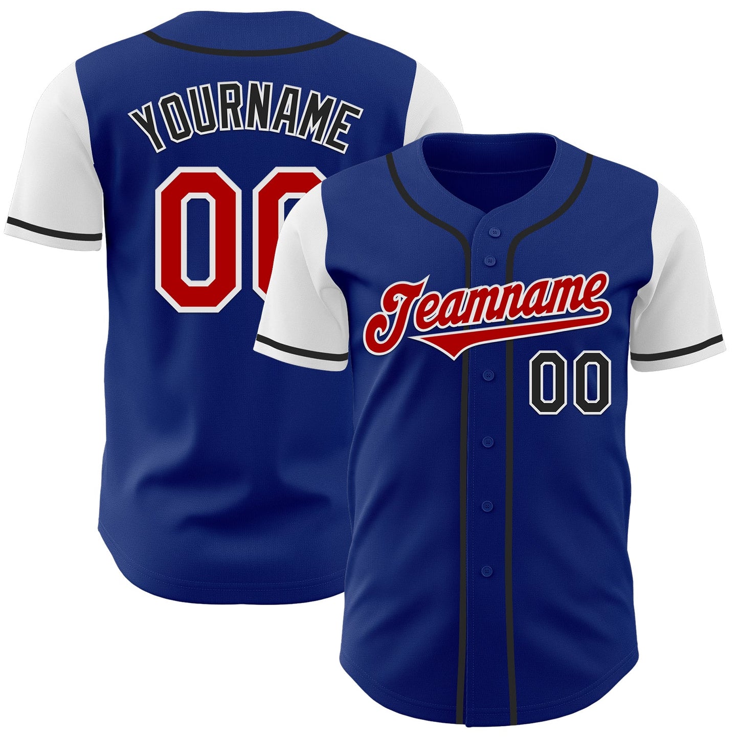 Custom Royal Red Black-White Two Tone Authentic Baseball Jersey