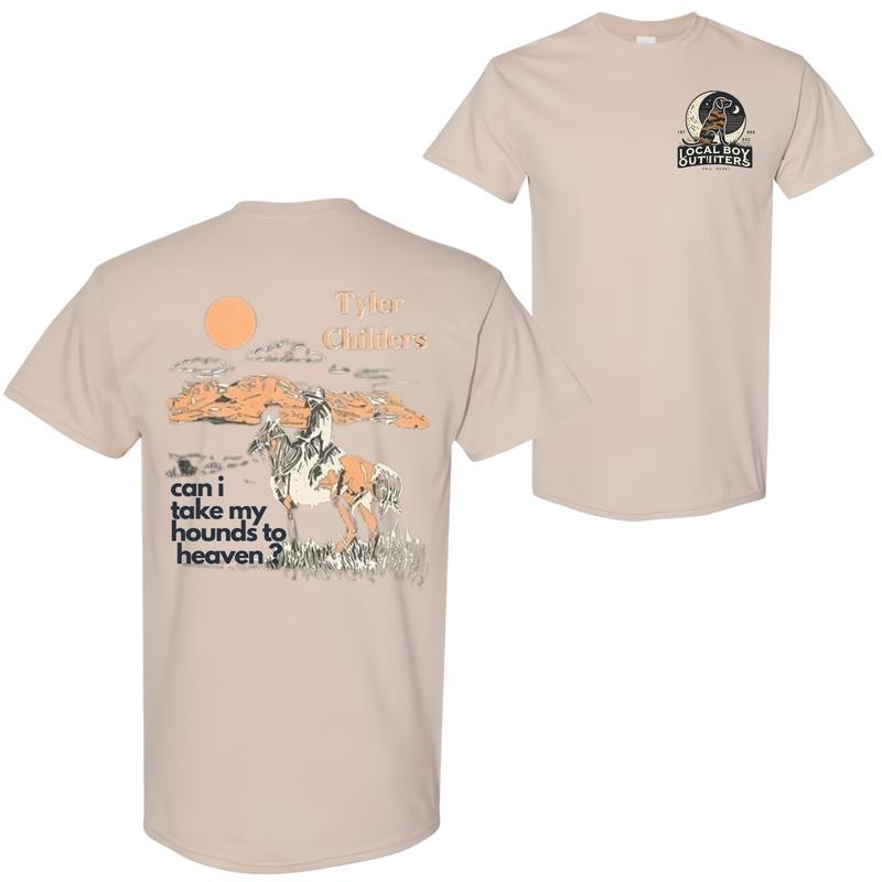Tyler Childers Can I Take My Hounds to Heaven? Double-Sided Graphic T-Shirt, Western-Style Unisex Tee by Local Boy Outfitters Menswear Top