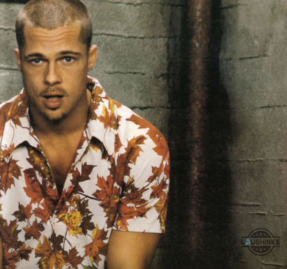 Tyler Durden Hawaiian Shirt Maple Leaf Brad Pitt David Finchers Fight Club Aloha Button Up Shirt