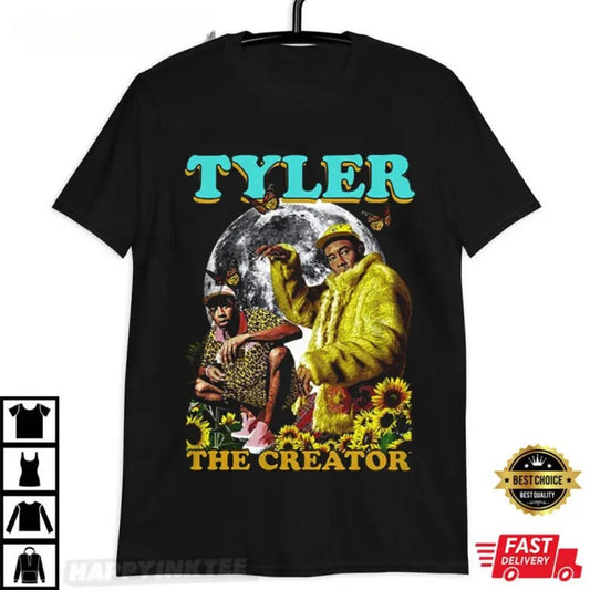 Tyler The Creator Astrological T-Shirt, Tyler the creator printed t-shirt, Cotton Casual Crew Neck Black Menswear Tshirt...