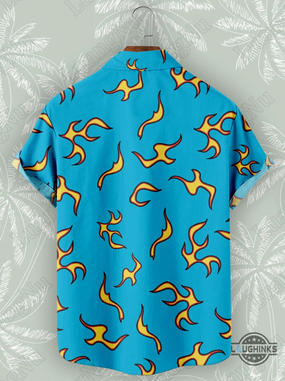Tyler The Creator Cherry Bomb Hawaiian Shirt And Shorts Golf Wang Flame Pattern Button Up Aloha Beach Shirt