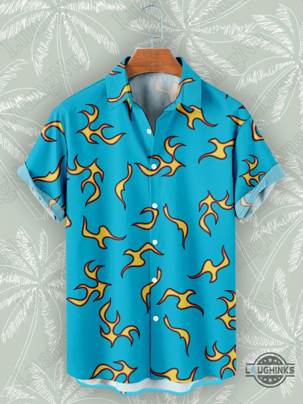 Tyler The Creator Cherry Bomb Hawaiian Shirt And Shorts Golf Wang Flame Pattern Button Up Aloha Beach Shirt
