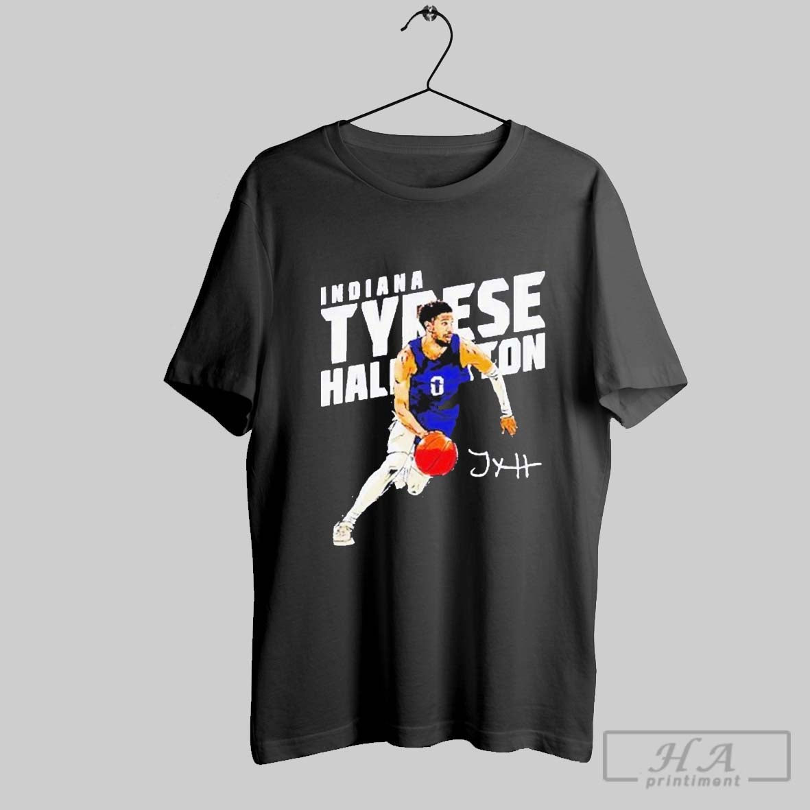 Tyrese Haliburton Indiana Pacers Slant Signed Signature T Shirts