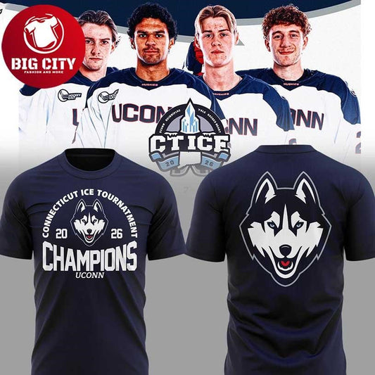 UConn Huskies Connecticut Ice Tournament Champions 2026 Two Sided Shirt