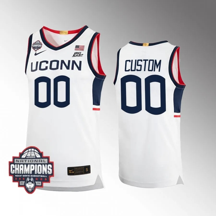 UConn Huskies Custom 2024 NCAA Men's Basketball National Champions White