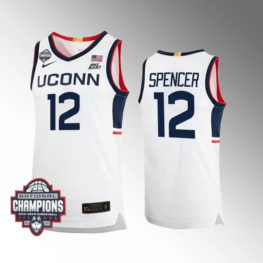 UConn Huskies #12 Cam Spencer 2024 NCAA Men's Basketball National Champions White