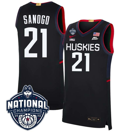 UConn Huskies #21 Adama Sanogo 2023 National Champions College Basketball Limited Jersey – Black