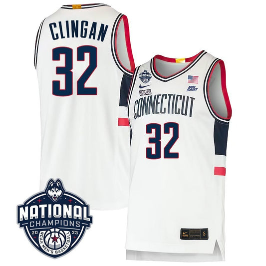 UConn Huskies #32 Donovan Clingan 2023 National Champions College Basketball Limited Jersey – White