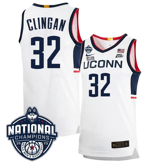 UConn Huskies #32 Donovan Clingan 2023 National Champions College Basketball Limited Jersey – White Home