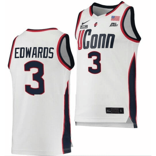 UConn Huskies #3 Aaliyah Edwards College Basketball Men Jersey - White