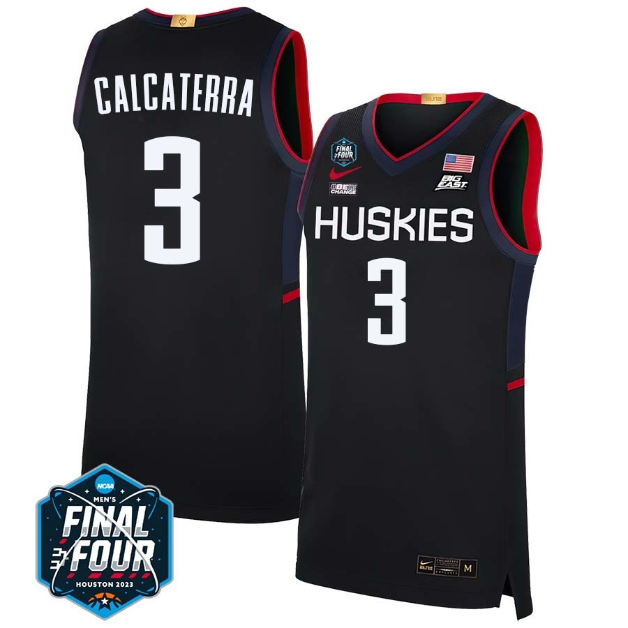 UConn Huskies #3 Joey Calcaterra 2023 Final Four College Basketball Limited Jersey – Black