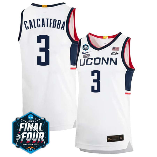 UConn Huskies #3 Joey Calcaterra 2023 Final Four College Basketball Limited Jersey – White Home