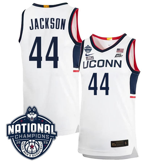 UConn Huskies #44 Andre Jackson 2023 National Champions College Basketball Limited Jersey – White Home