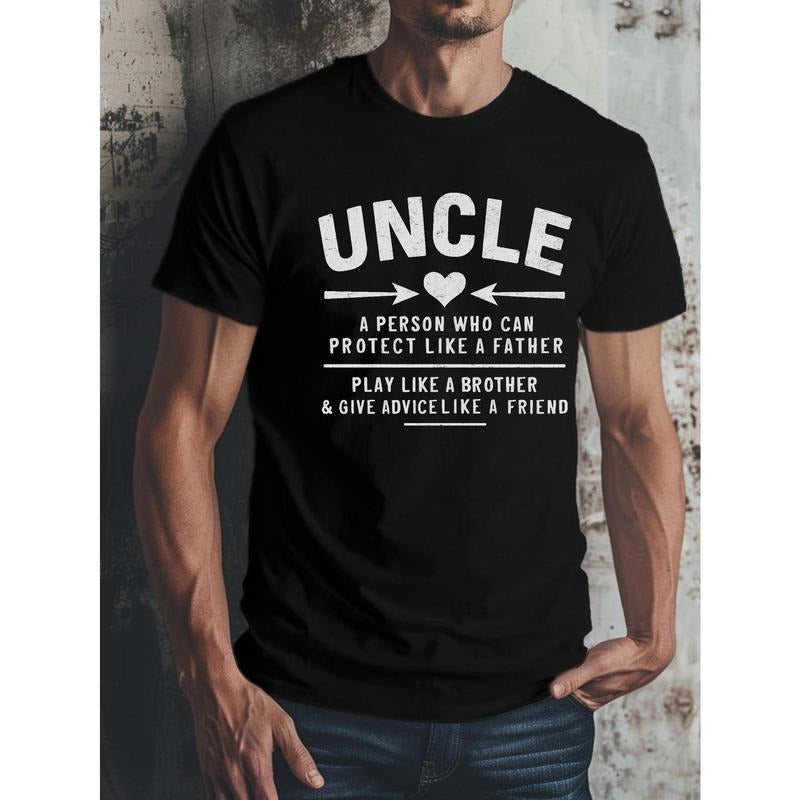 [UNCLE Print Tee] UNCLE Print Tee Shirt - Casual Short Sleeve T-shirt For Summer, Tees For Men Made in USA Hoodie, Sweatshirt