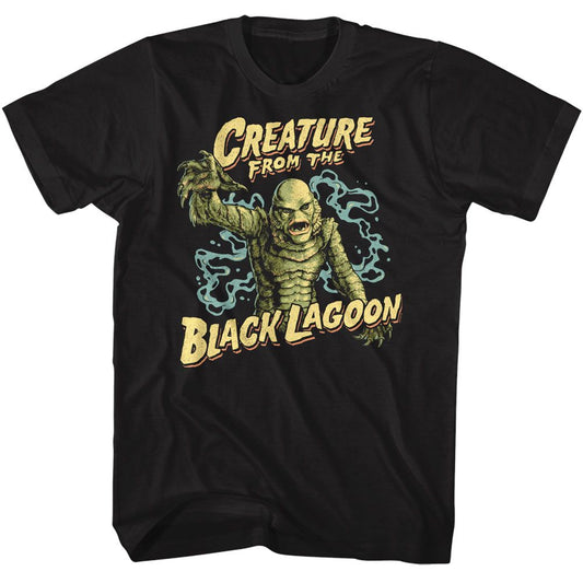 Universal Monsters - Black Lagoon Creature - American Classics - Solid Black Adult Short Sleeve T-Shirt