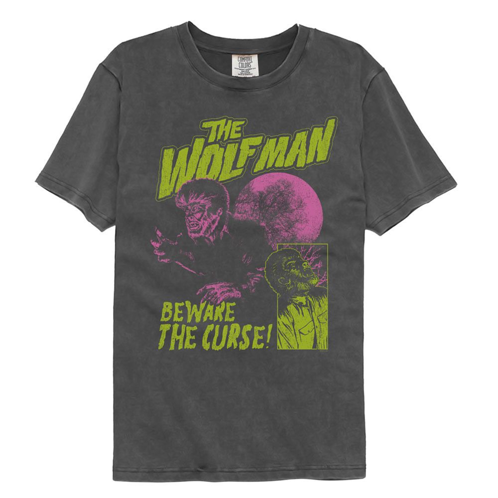 Universal Monsters - Beware The Curse - American Classics - Solid Gray Adult Short Sleeve Comfort Color T-Shirt