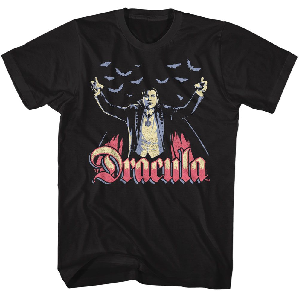 Universal Monsters - Multitone Dracula - American Classics - Solid Black Adult Short Sleeve T-Shirt