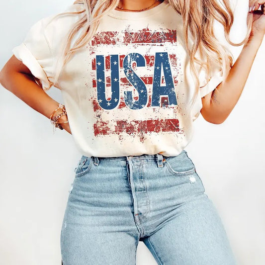 USA Distressed Flag 4th of July Shirt, Patriotic Shirt American Flag Sweatshirt