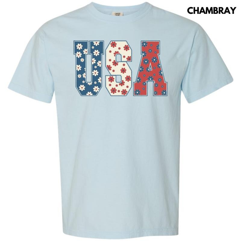 USA Flowers Comfort Colors T-Shirt Hoodie, Sweatshirt | InkThreadWorks.com