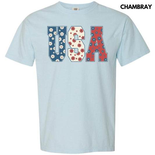 USA Flowers Comfort Colors T-Shirt Hoodie, Sweatshirt | InkThreadWorks.com