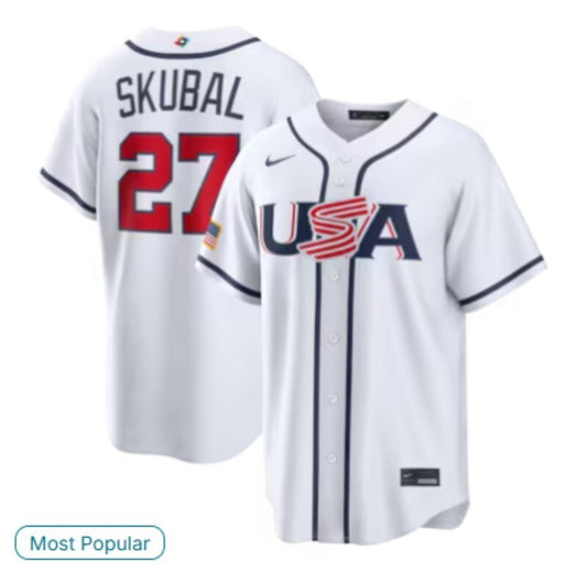USA Baseball #27 Tarik Skubal White 2026 World Baseball Classic Home 26 World Cup