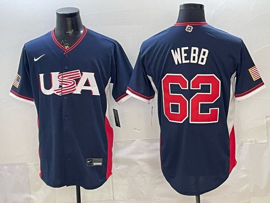 USA Baseball #62 Logan Webb White 2026 World Baseball Classic 26 World Cup