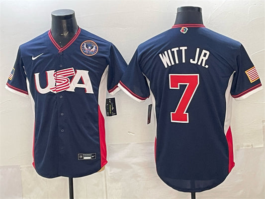 USA Baseball #7 Bobby Witt Jr. Navy 2026 World Baseball Classic United States