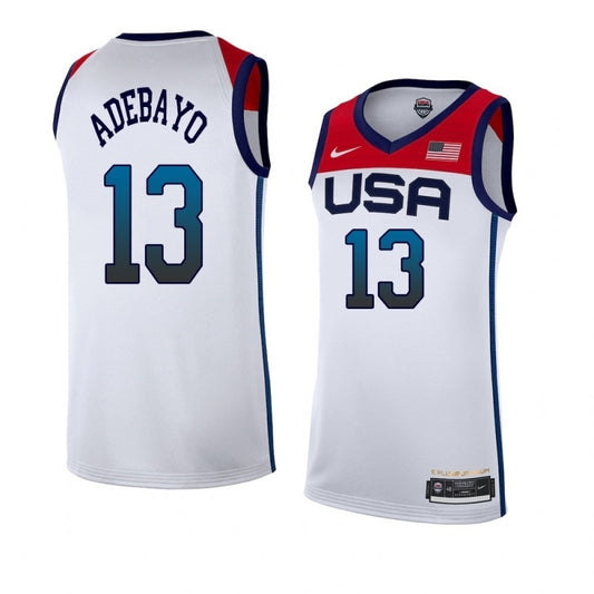 USA Dream Team 14 #13 Adebayo Tokyo Olympics Team USA White Style 2