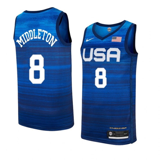 USA Dream Team 14 #8 Middleton Tokyo Olympics Team USA Blue Style 2