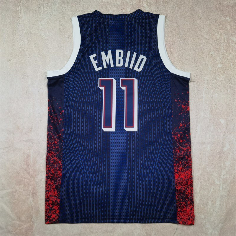 USA #11 Joel Embiid Hot Press Dream Team 16 Navy Striped 6 # s-xxl Style 1