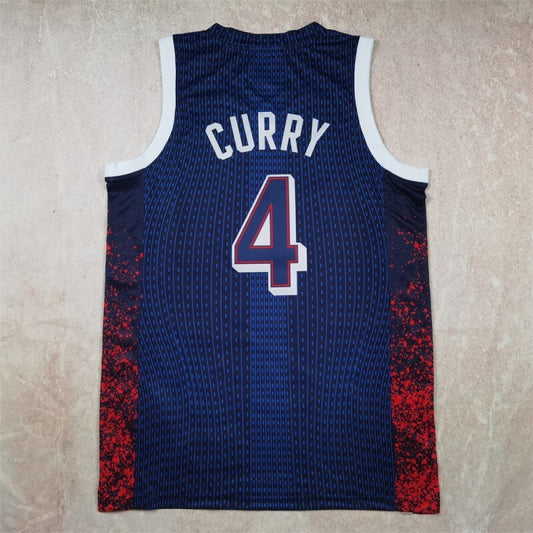 USA #4 Stephen Curry Hot Press Dream Team 16 Navy Striped 6 # s-xxl Style 1