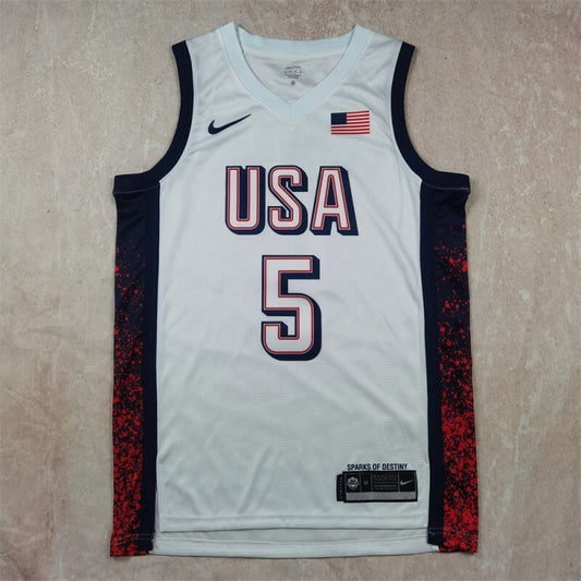 USA #5 Anthony Edwards Hot Press Dream Team 16 White s-xxl Style 2