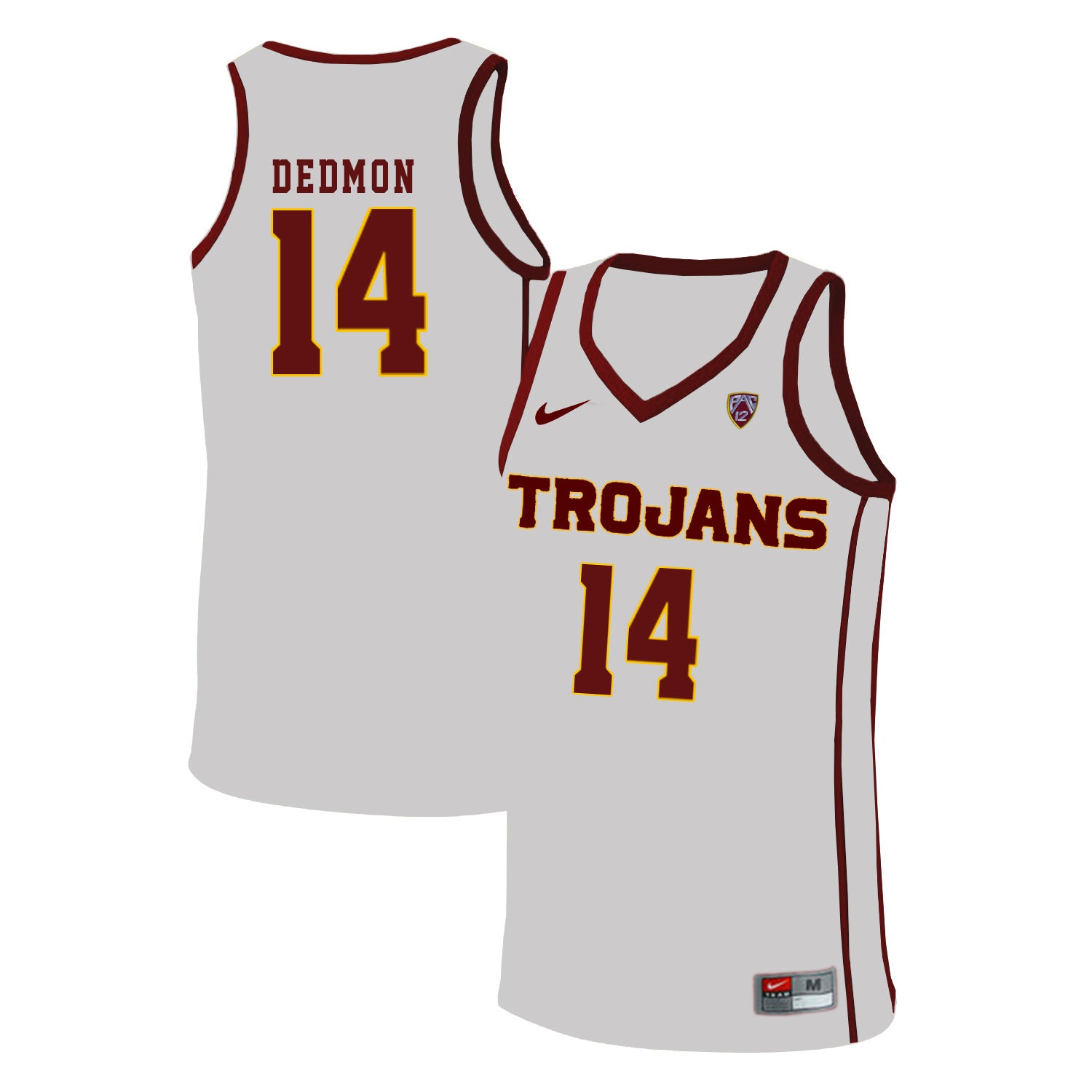 USC Trojans Dedmon 14 White Basketball