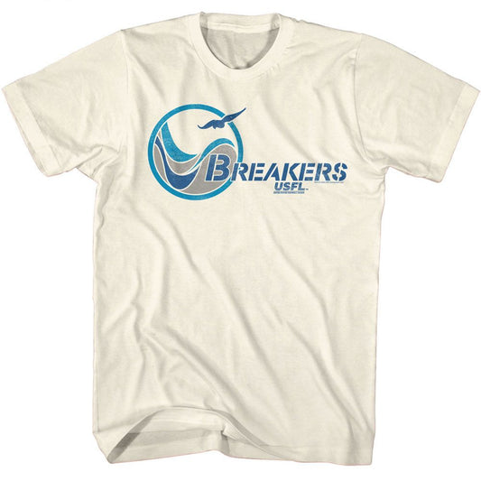 USFL - Breakers - American Classics - Solid Off-White Adult Short Sleeve T-Shirt