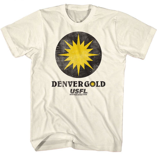 USFL - Denver Gold - American Classics - Solid Off-White Adult Short Sleeve T-Shirt