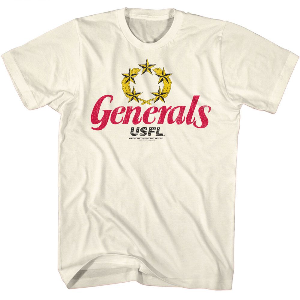 USFL - Generals - American Classics - Solid Off-White Adult Short Sleeve T-Shirt