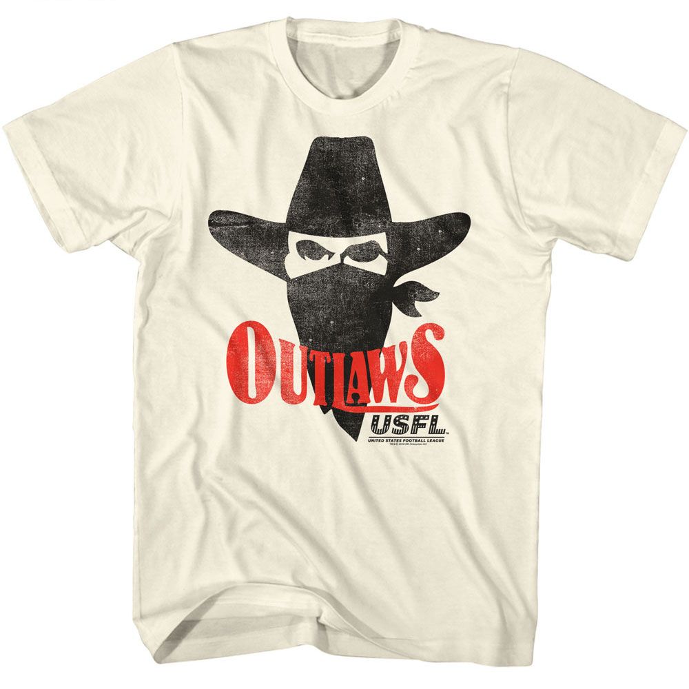 USFL - Outlaws - American Classics - Solid Off-White Adult Short Sleeve T-Shirt