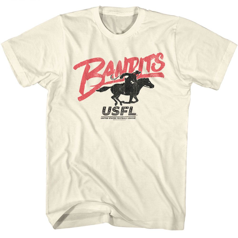 USFL - Bandits - American Classics - Solid Off-White Adult Short Sleeve T-Shirt