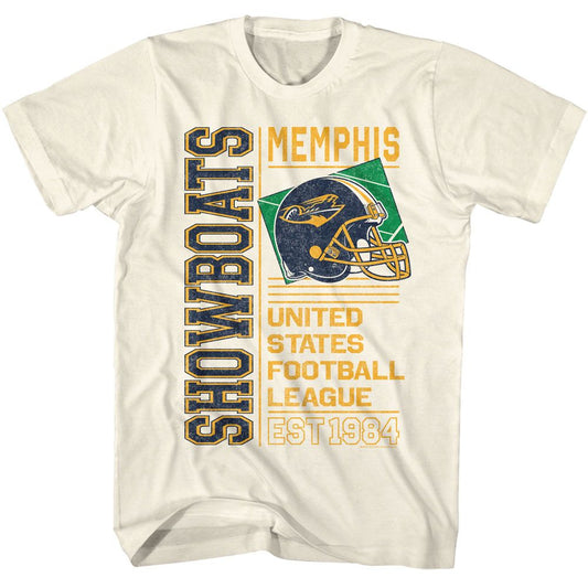 USFL - Showboats - American Classics - Solid Off-White Adult Short Sleeve T-Shirt Style001
