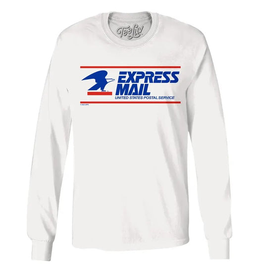 USPS Express Mail Long Sleeve T-Shirt - White Hoodie, Sweatshirt | InkThreadWorks.com