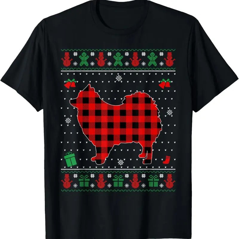 Ugly Christmas Red Plaid Pomeranian Dog Lover Matching Pj T-Shirt Hoodie, Sweatshirt | InkThreadWorks.com