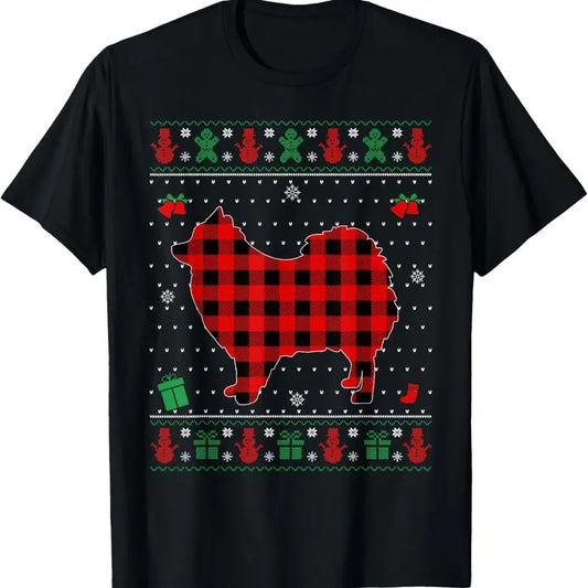 Ugly Christmas Red Plaid Pomeranian Dog Lover Matching Pj T-Shirt Hoodie, Sweatshirt | InkThreadWorks.com