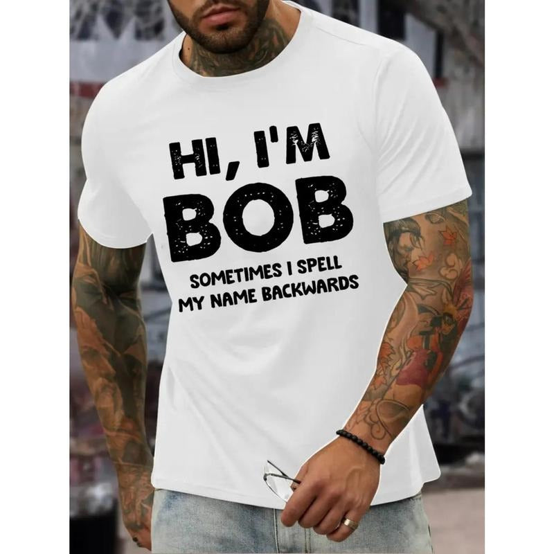 Ultra-Soft, Breathable, Moisture-Wicking "HI I'M BOB" Creative Funny Print T-Shirt for Men Women Couple Fashion,...